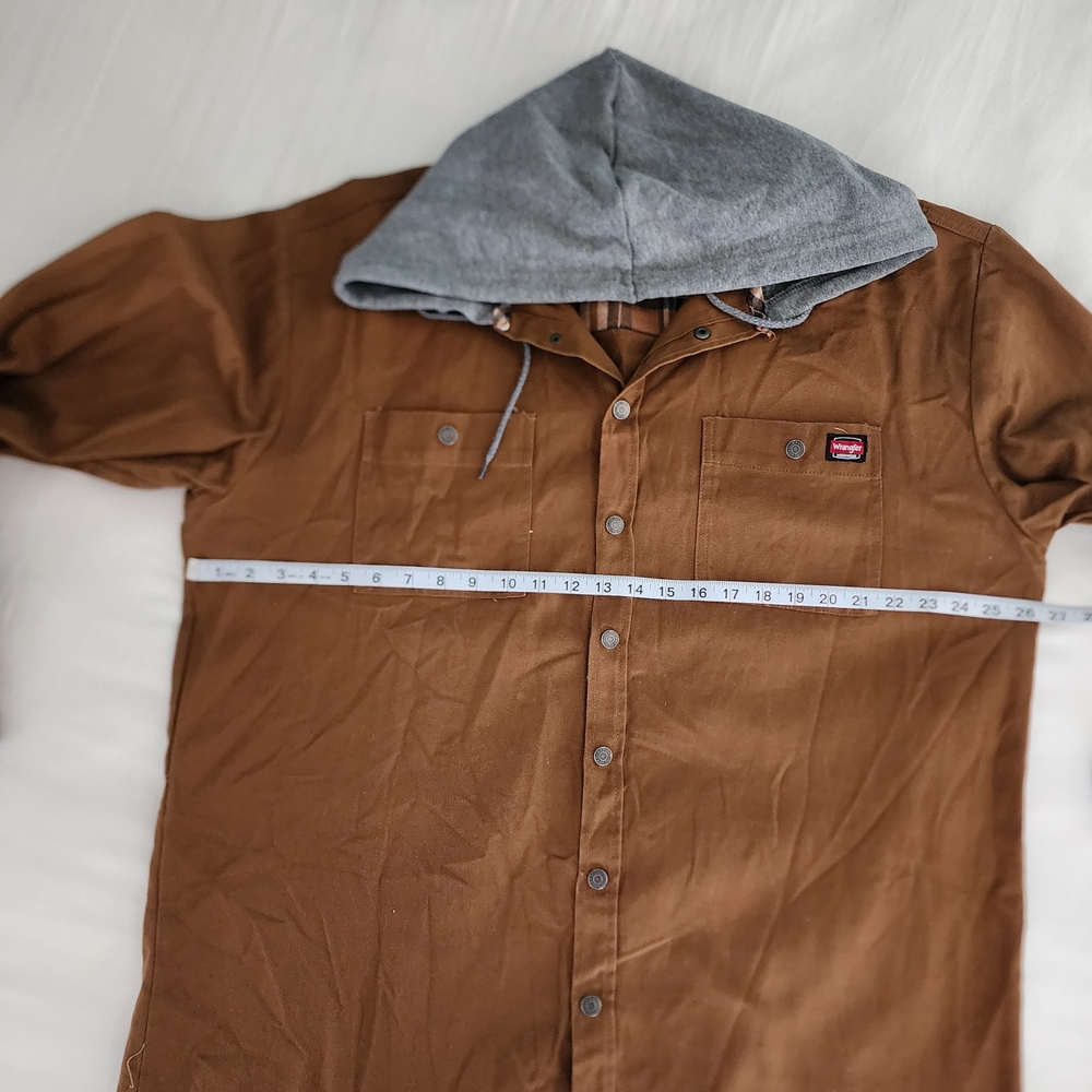 Mens's Wrangler Brown Button-Up Jacket With Hood - image 4